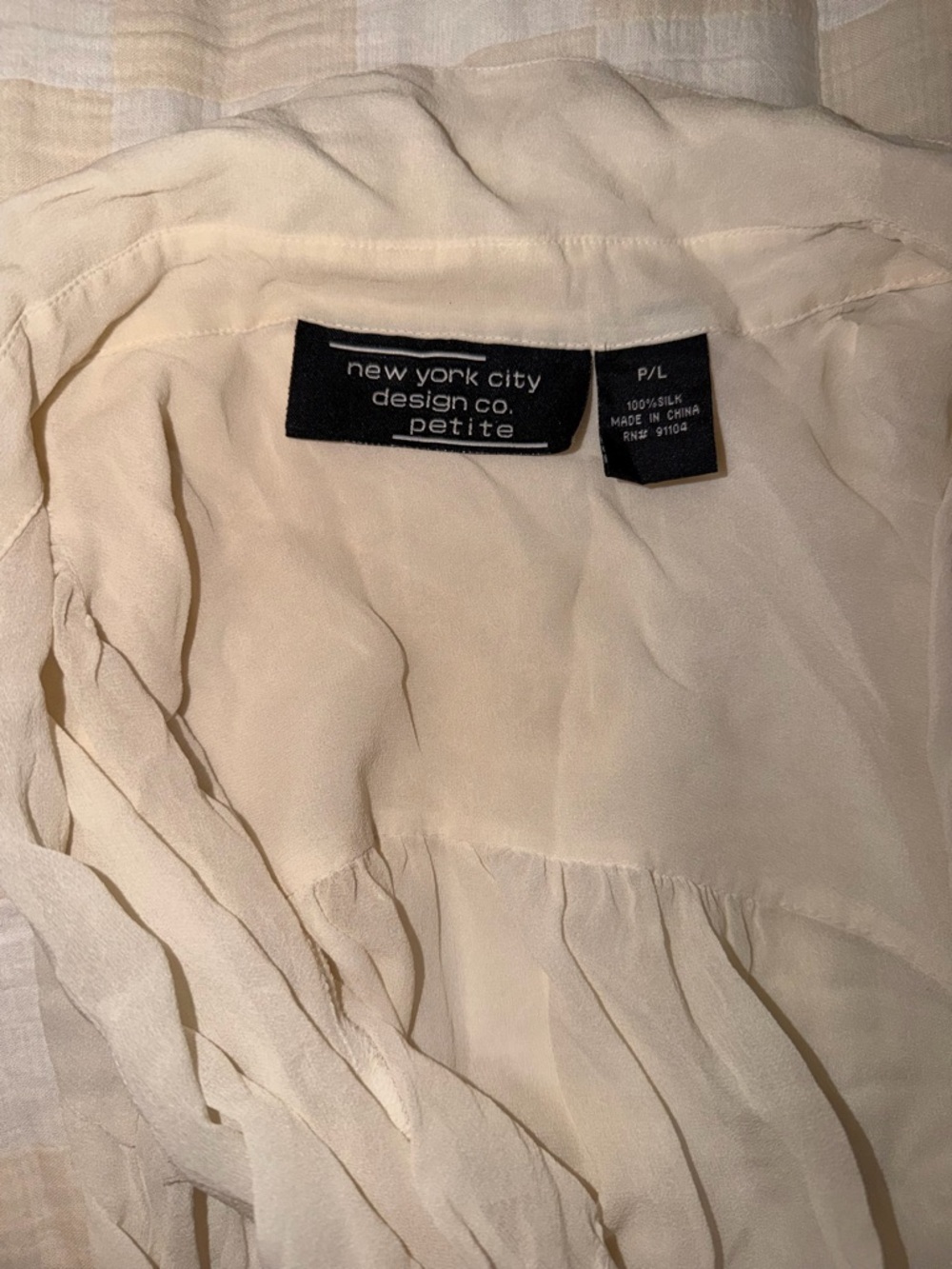 Vintage New York City Design Co. Petite Cream Silk Blouse